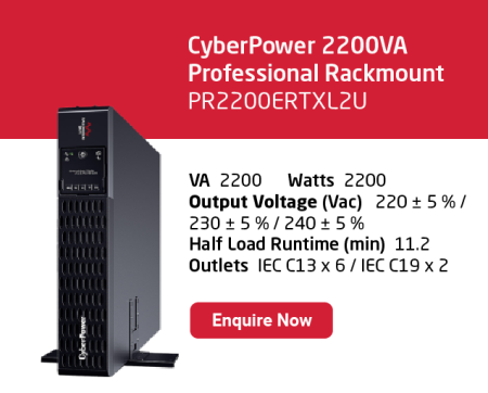 CyberPower 2200VA Professional Rackmount UPS with specs and Enquire Now button.