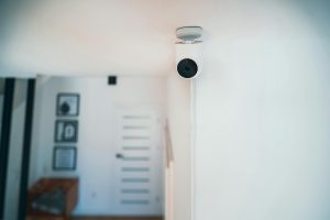 TP-Link VIGI camera mounted on ceiling for smart surveillance.
