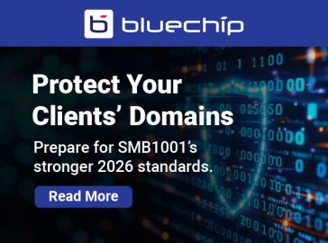 A banner or interface section titled "Protect Your Clients' Domains" with text referencing preparation for stronger 2026 standards under "SMB1001." Below is a "Read More" link