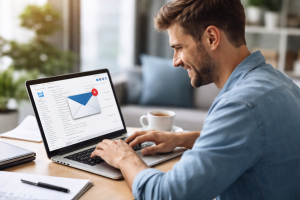 Small business user managing secure email