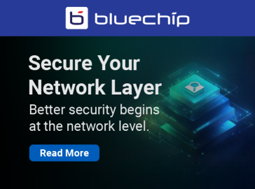 A graphic showing interconnected digital nodes within a network, representing security at the network level. The text reads: 'Secure Your Network Layer. Better security begins at the network level.' There is a 'Read More' link below.
