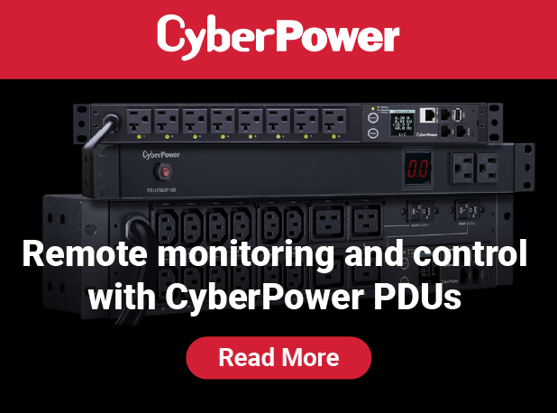 The CyberPower product brochure with the title "Remote monitoring and control with CyberPower PDUs" and a "Read More" link below it.