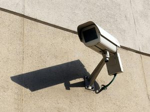Weatherproof CCTV camera on exterior wall