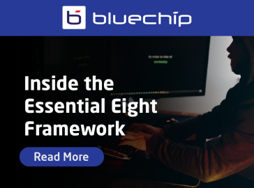Bluechip IT blog banner on the Essential Eight cyber security framework.