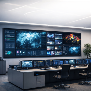 Unilumin UTV SC COB LED video wall in a control room.