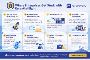 Where enterprises get stuck with Essential Eight controls infographic