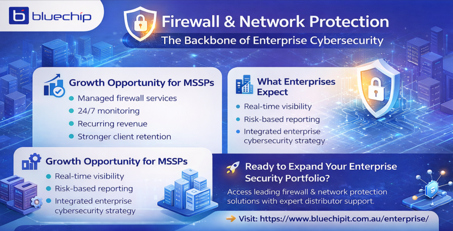 Bluechip IT firewall and network protection infographic.