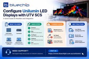 Unilumin LED screen used in a corporate presentation setting
