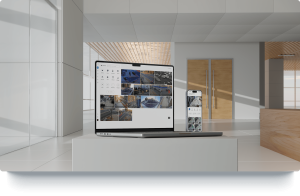 Verkada cloud-based security management platform displayed on laptop and smartphone, enabling remote video monitoring and device management